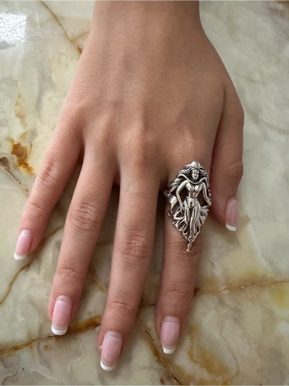 925 Sterling Silver Mermaid Statement Ring - Picture 2 of 6